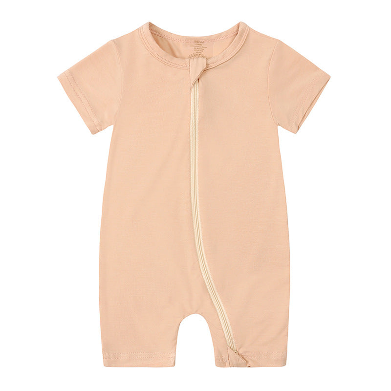 Summer Baby Jumpsuit New Bamboo Fiber New Short Sleeve Thin