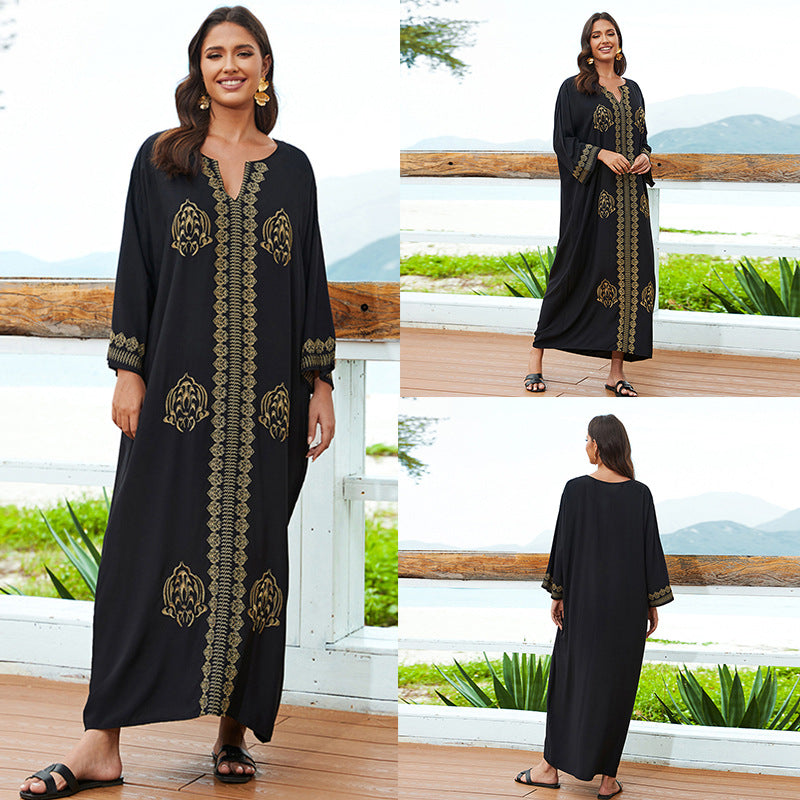 Cotton Embroidered  Loose Robe