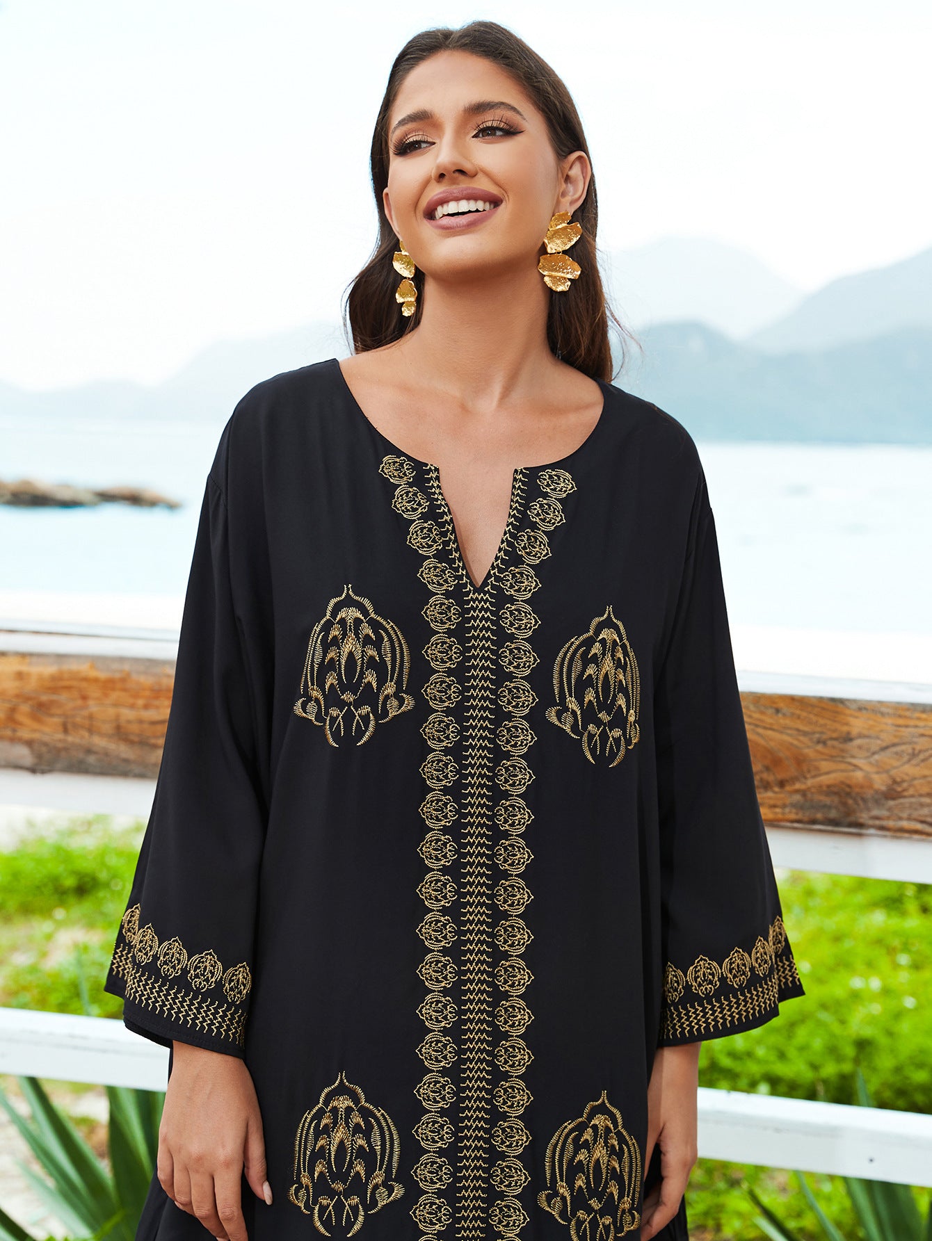 Cotton Embroidered  Loose Robe