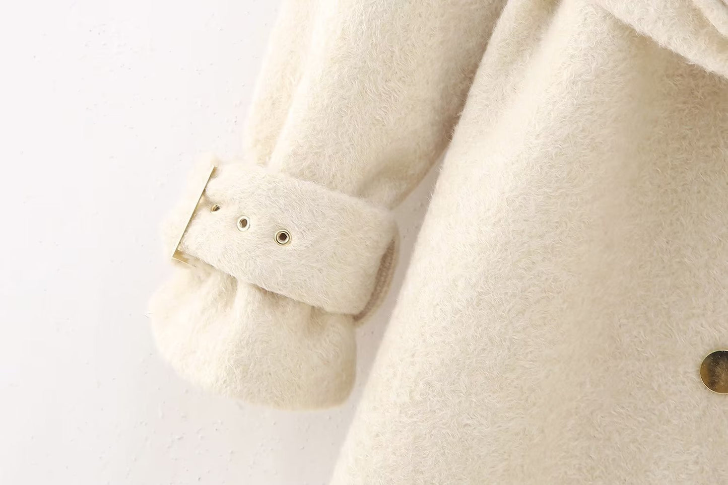 Loose Cotton-padded Collar Long Woolen Coat