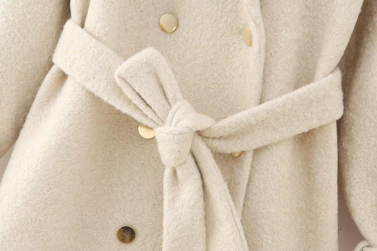 Loose Cotton-padded Collar Long Woolen Coat