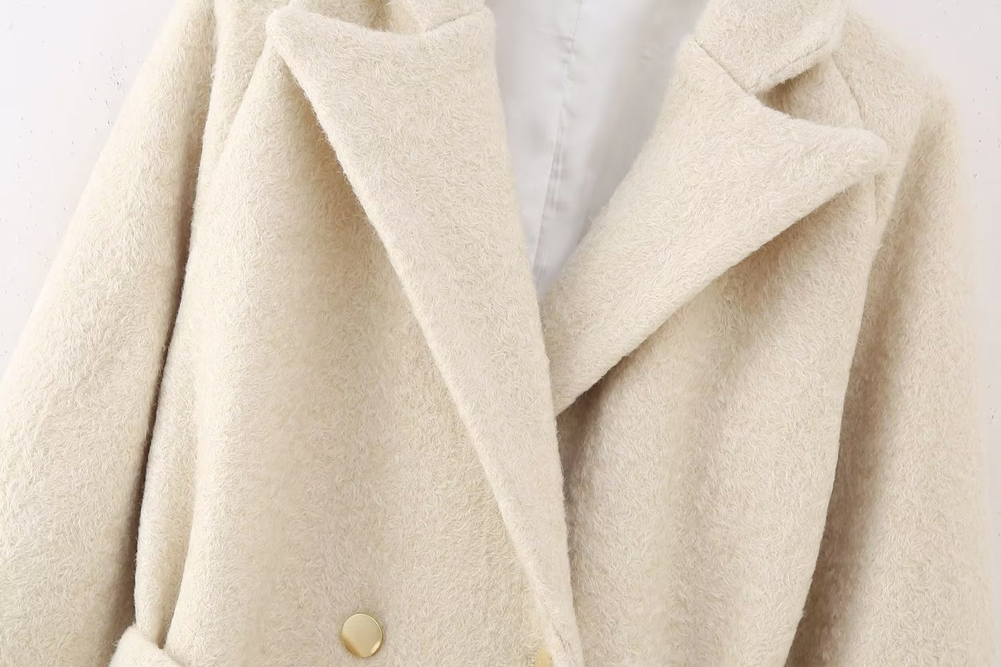 Loose Cotton-padded Collar Long Woolen Coat