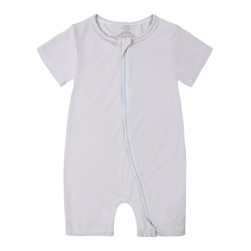 Summer Baby Jumpsuit New Bamboo Fiber New Short Sleeve Thin