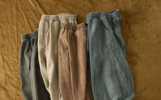 Tie-dyed Padded Fleece Trousers Cotton And Linen