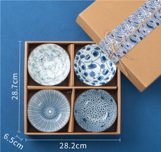 Japanese Blue And White Rice Bowl Ceramic Tableware