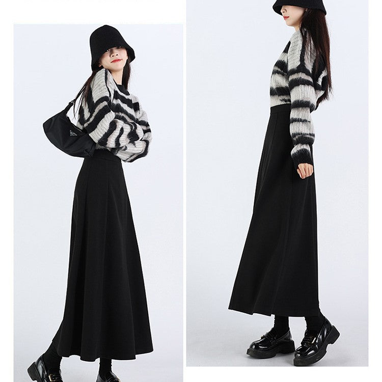 Mid-Length Woolen Skirt Slim Fit