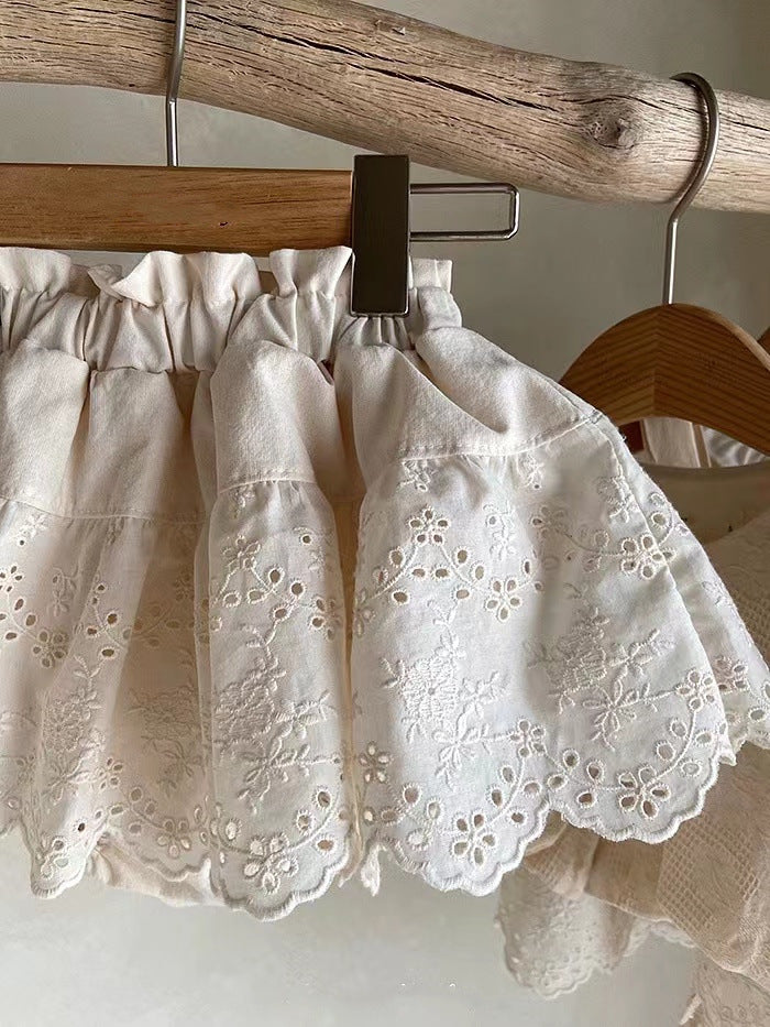 Baby Princess Ruffled Embroidered Baby Bloomer With Skirt