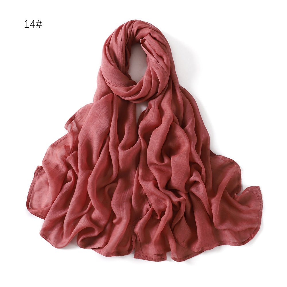 Solid Color Wide-brimmed Cotton And Linen Monochrome Scarf Veil