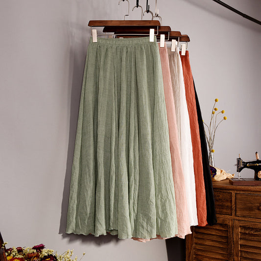 Linen A- Line Skirt Pleated