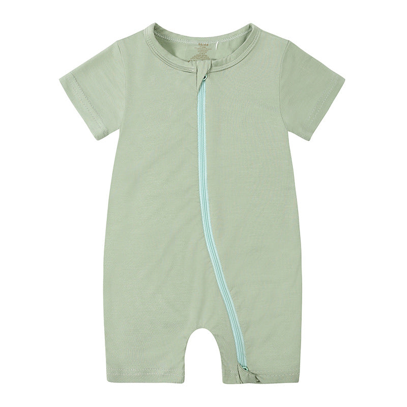 Summer Baby Jumpsuit New Bamboo Fiber New Short Sleeve Thin