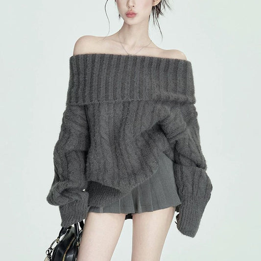 Pure Soft Off-shoulder Turtleneck Sweater