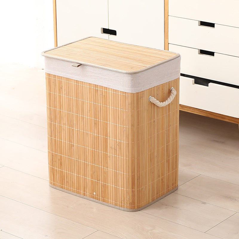 Household Dustproof Laundry Basket Bamboo Woven