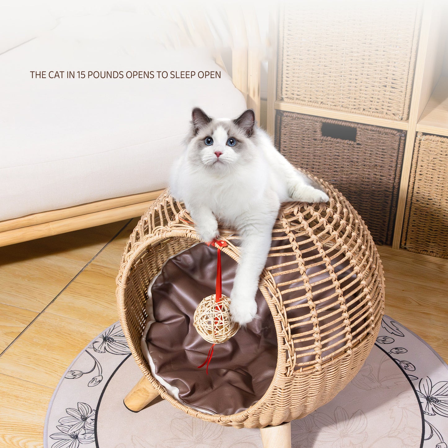 Rattan Woven Round Cat Bed