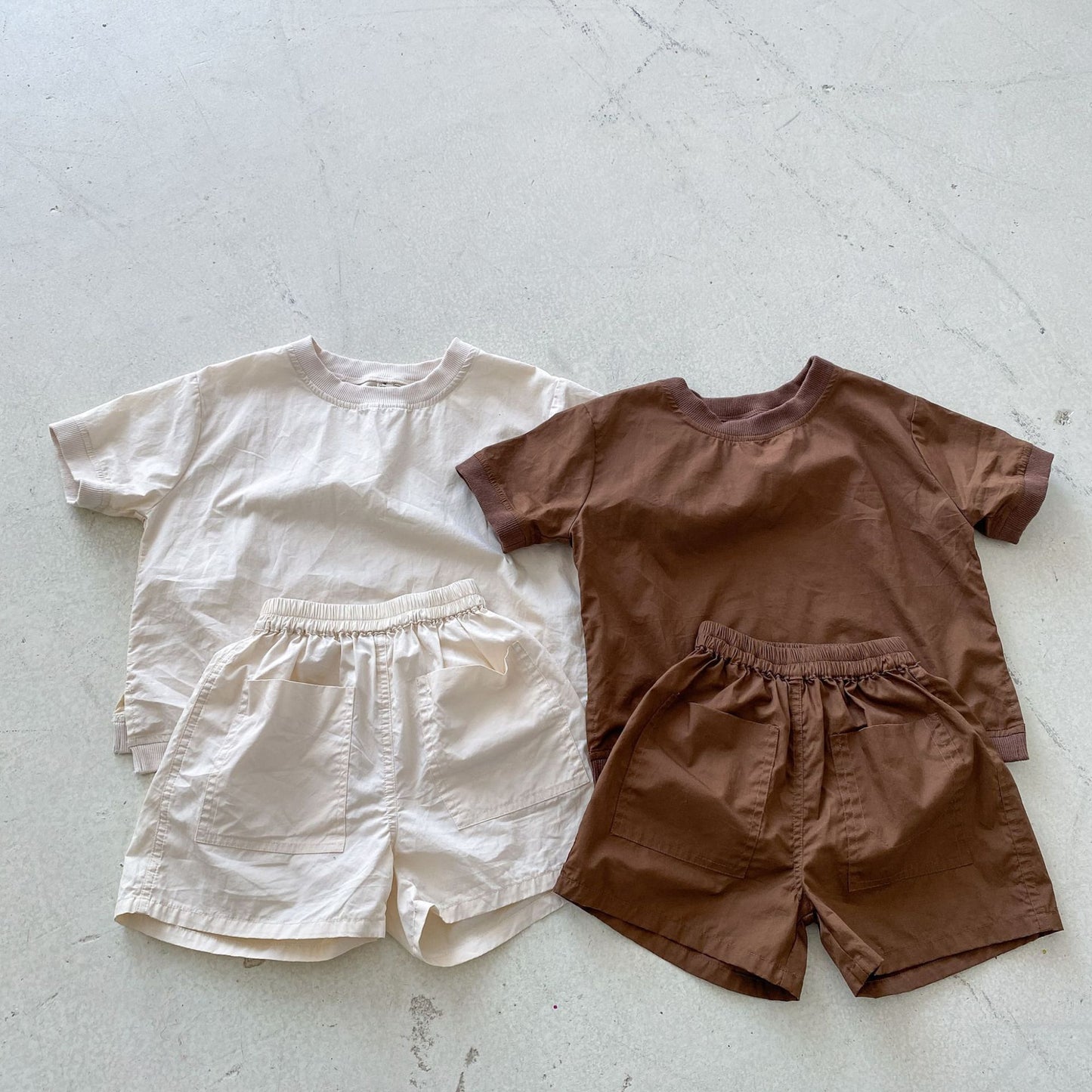 Simple Loose Pure Cotton Short-sleeved Shorts Two-piece Set