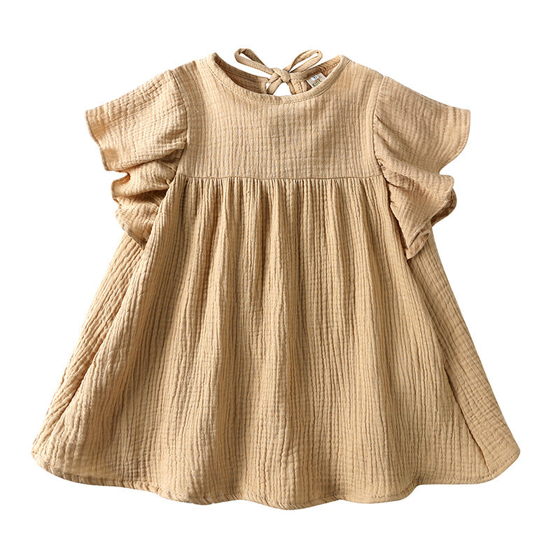 Cotton And Linen Short-sleeved Skirt Children