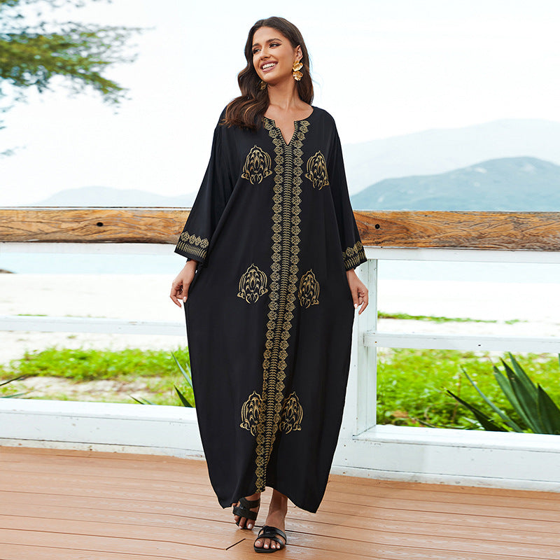 Cotton Embroidered  Loose Robe