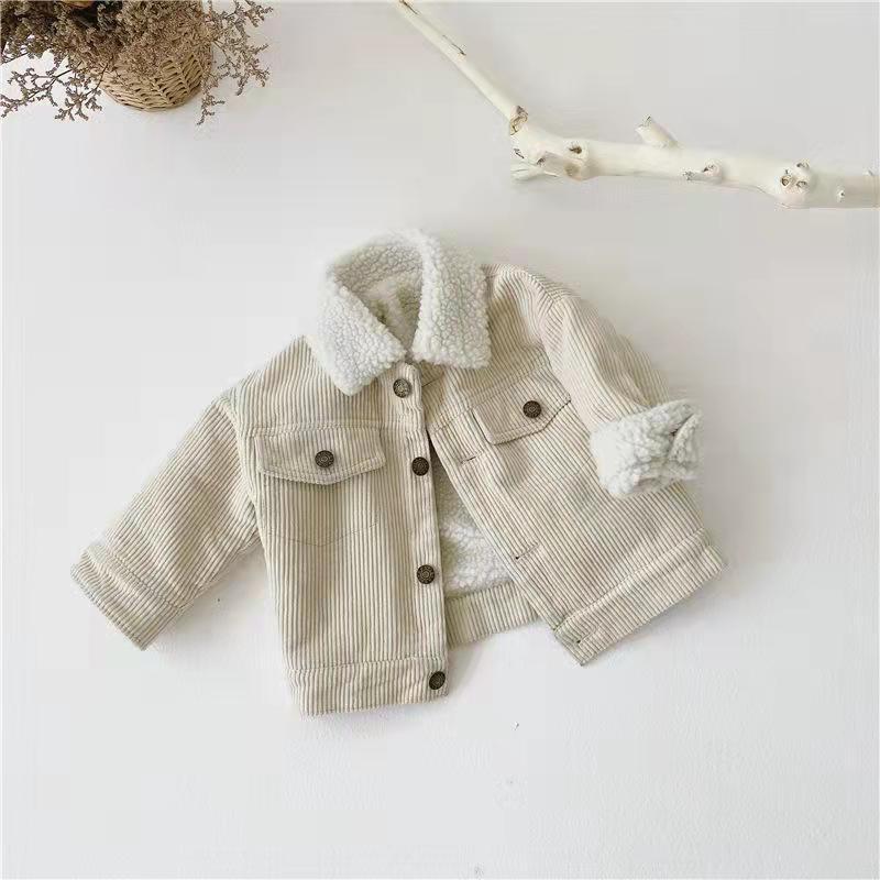 Kids' Overcoat Winter Fleece-lined Thickened Lamb Wool Corduroy Clothes