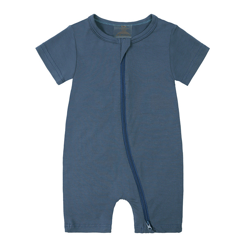 Summer Baby Jumpsuit New Bamboo Fiber New Short Sleeve Thin