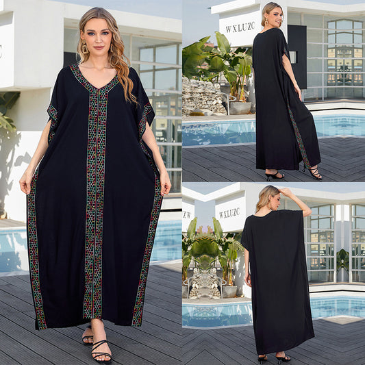 Embroidered  Cotton loose Robe Dress