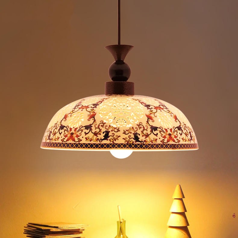 Creative Retro Adjustable Height Ceramic Pendant Light