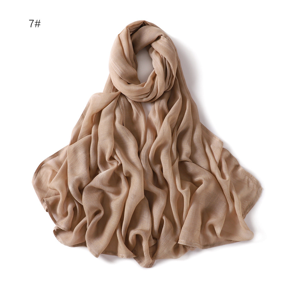 Solid Color Wide-brimmed Cotton And Linen Monochrome Scarf Veil