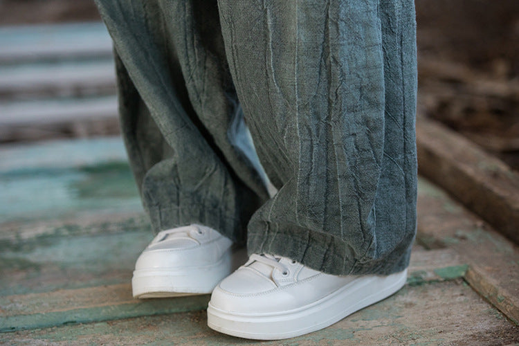 Tie-dyed Padded Fleece Trousers Cotton And Linen