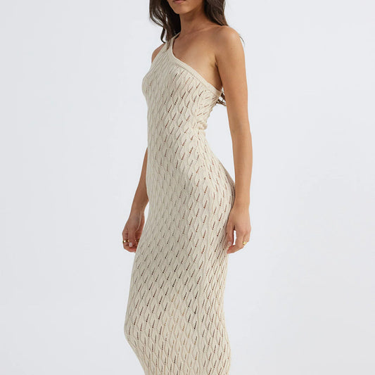 One Shoulder Knitted Dress