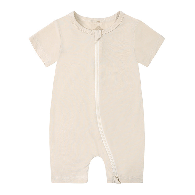 Summer Baby Jumpsuit New Bamboo Fiber New Short Sleeve Thin