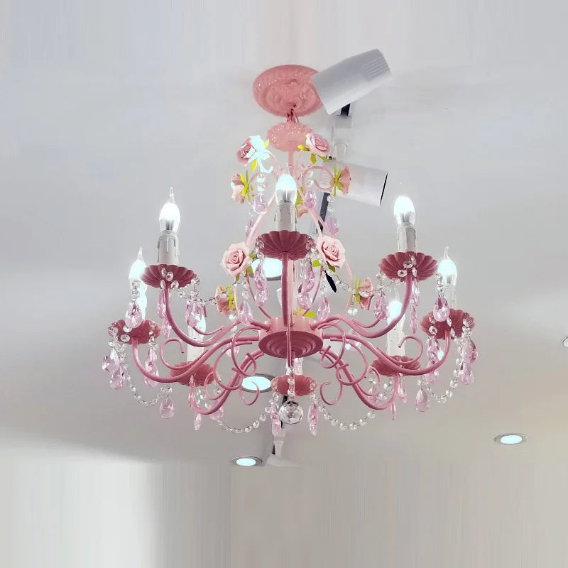 Pink Rose Chandelier Lighting