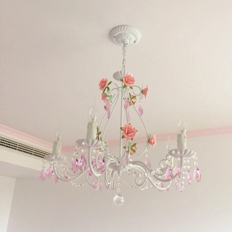 Pink Rose Chandelier Lighting