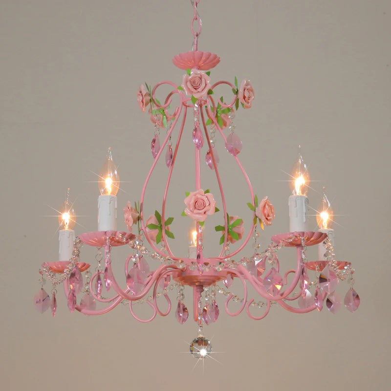 Pink Rose Chandelier Lighting