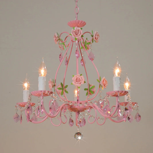 Pink Rose Chandelier Lighting