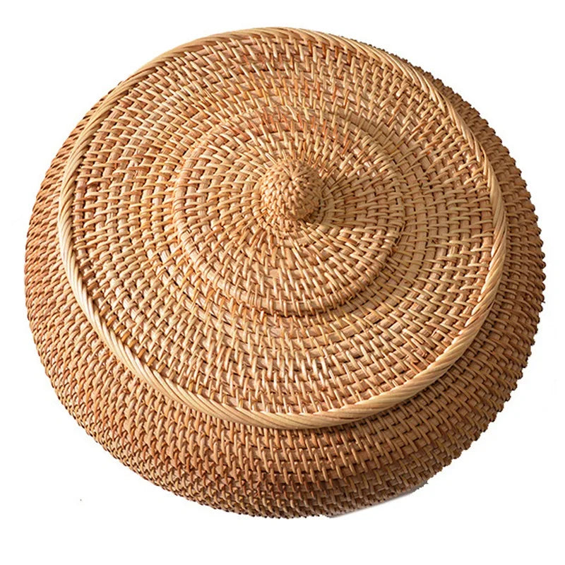 Rattan Hand-Woven  Wicker Basket with Lid