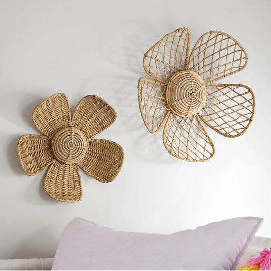 Woven Rattan Flower Wall Ornaments