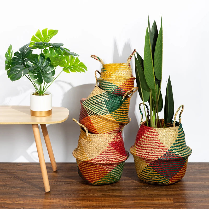 Rattan Foldable Seagrass Wicker Baskets