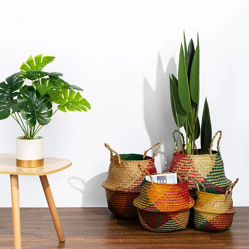 Rattan Foldable Seagrass Wicker Baskets