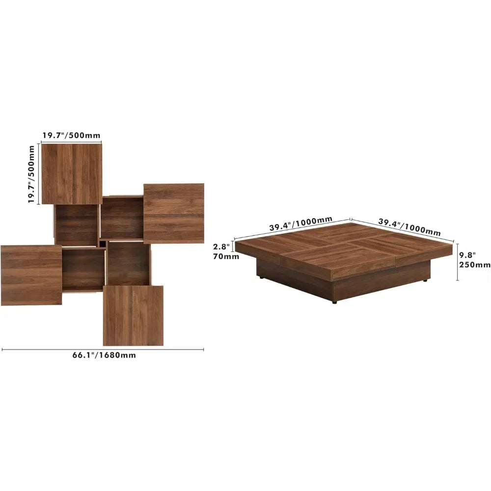 Sliding Top Square Coffee Table