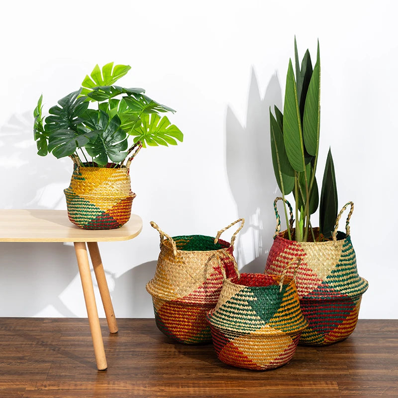 Rattan Foldable Seagrass Wicker Baskets