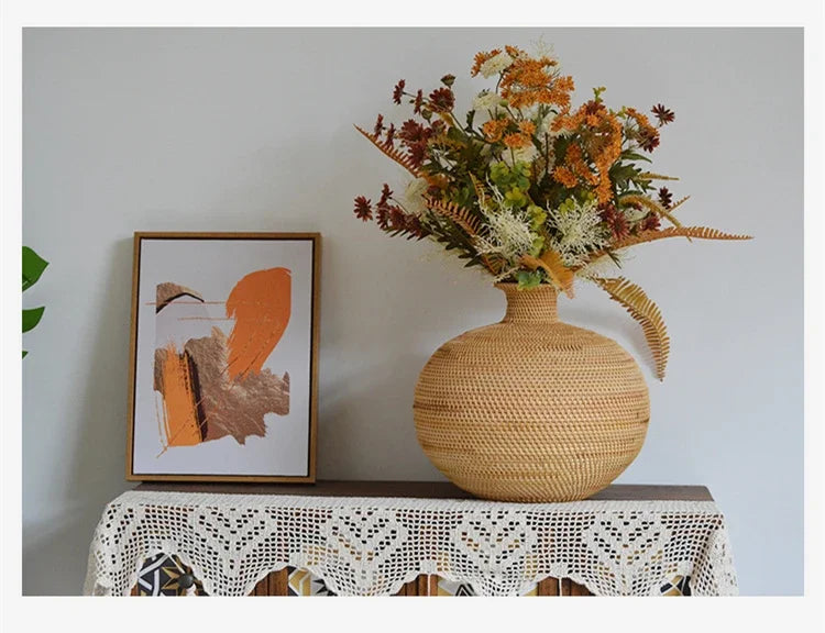 Large Handmade Rattan dry Flower Vase