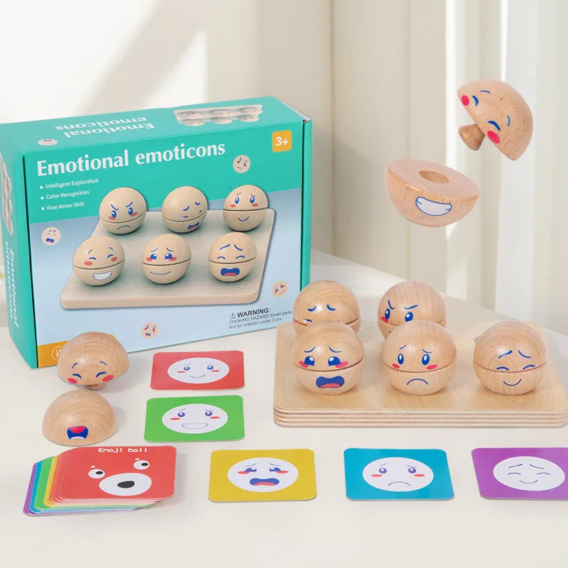 Wooden Emotion expression Matching Block Ball Toys