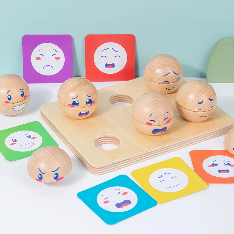 Wooden Emotion expression Matching Block Ball Toys