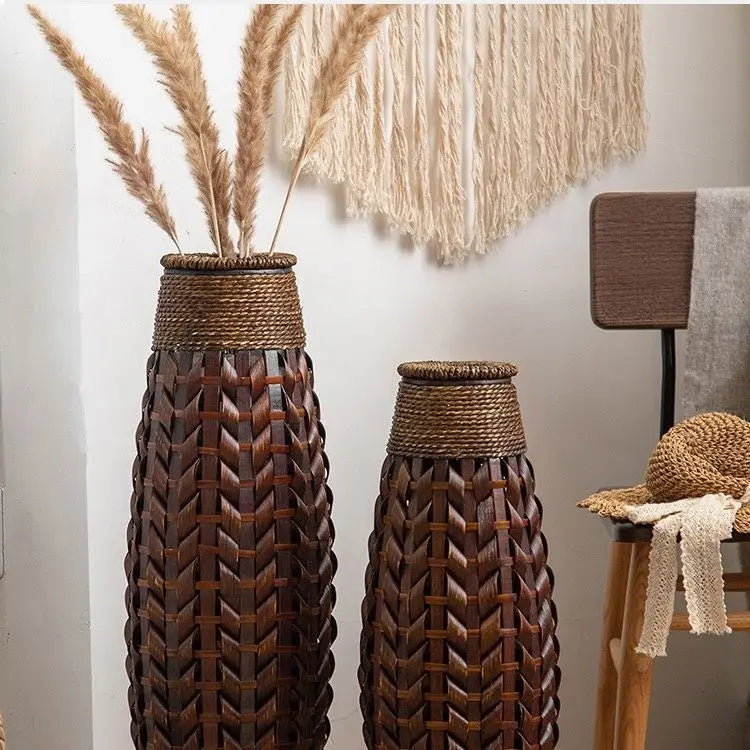 Handmade rattan bamboo woven vase