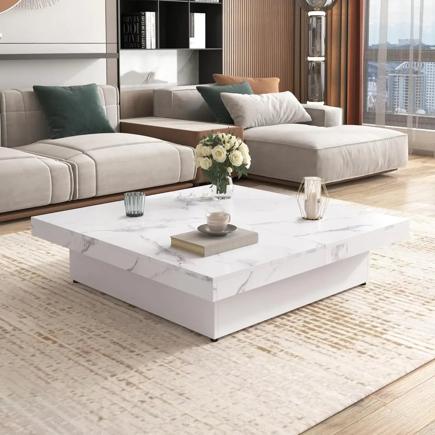 Sliding Top Square Coffee Table