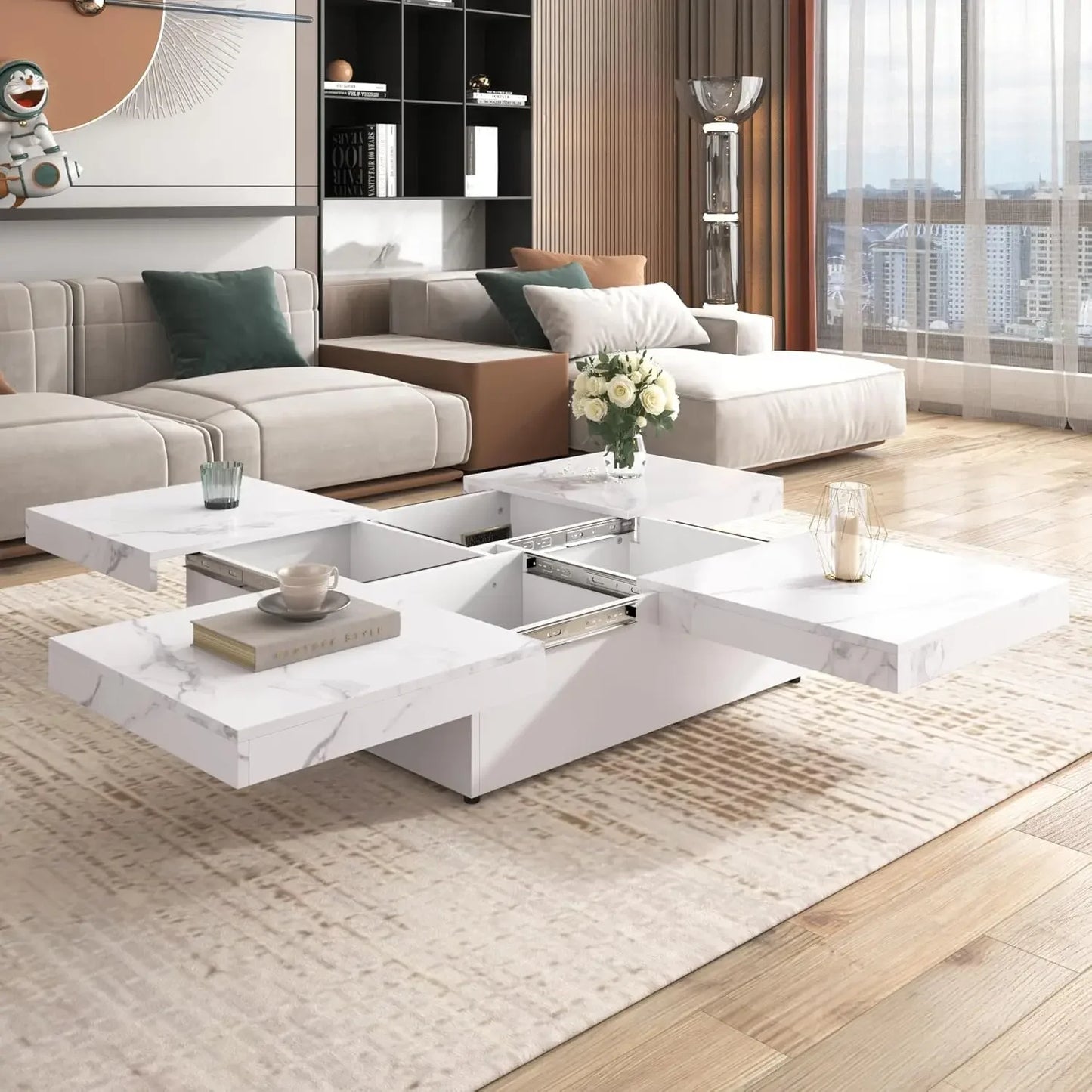 Sliding Top Square Coffee Table