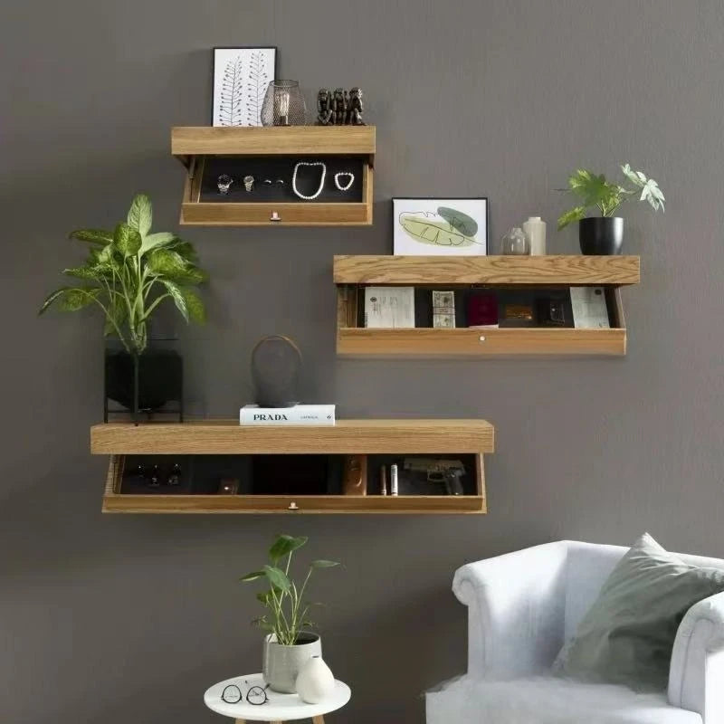 Wooden Hidden Shelf With Secret Compartment Floating Wall Shelves