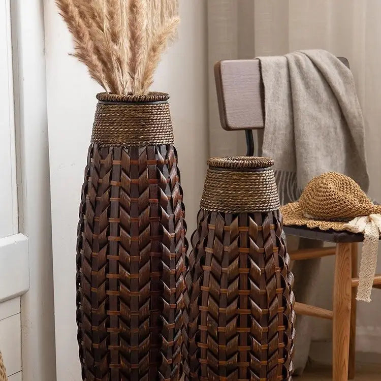 Handmade rattan bamboo woven vase