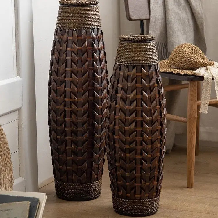 Handmade rattan bamboo woven vase