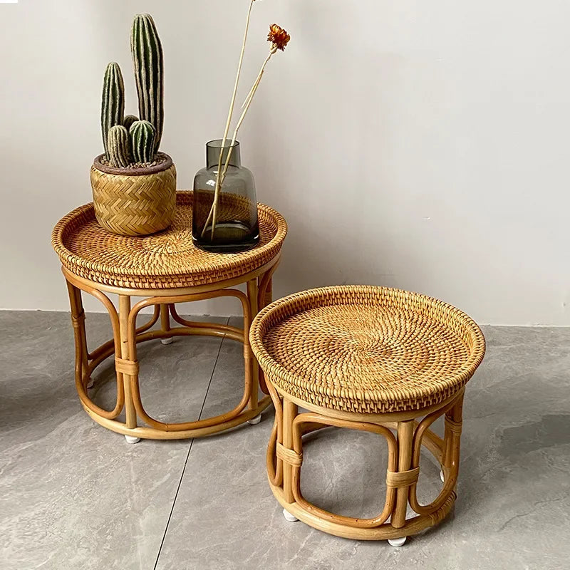 Handmade Rattan Weaving Tea Table