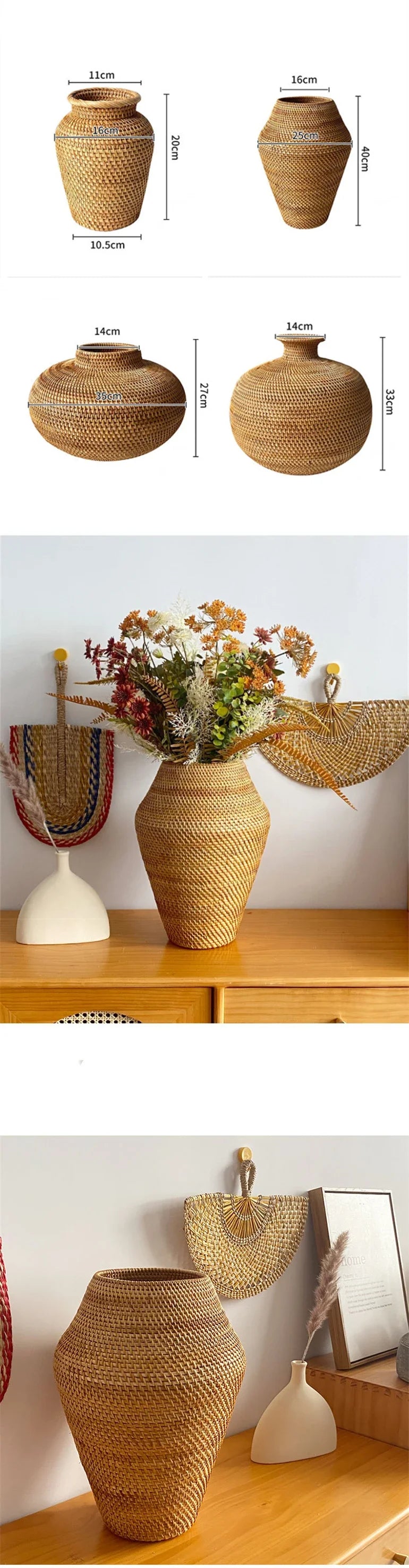 Large Handmade Rattan dry Flower Vase