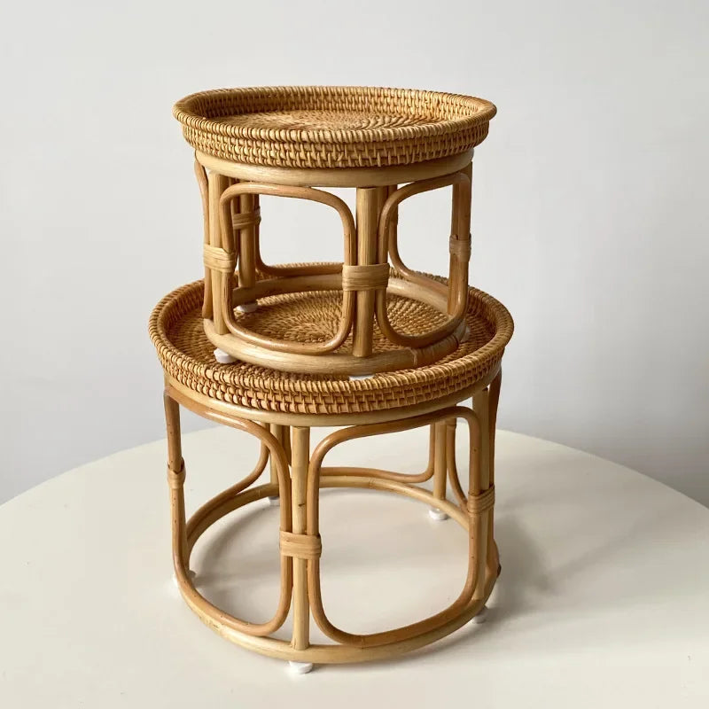 Handmade Rattan Weaving Tea Table